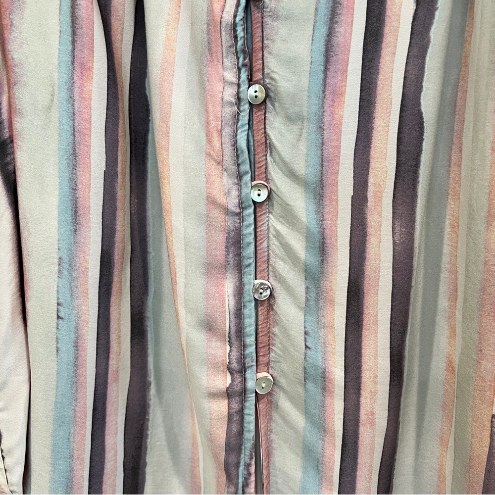 Bella Dahl Striped Button Front Blouse Sleeveless Tank Watercolor Pastel M NEW - Picture 10 of 13